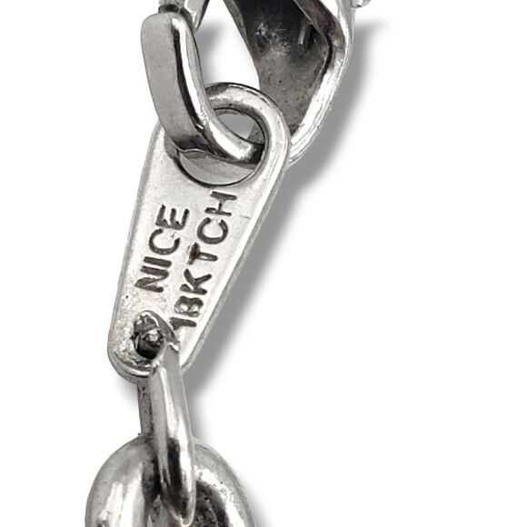 Silver Tone Leaf Vine Link Blue Rhinestone Collar Necklace Nice 18KTCH MCM Retro - Picture 7 of 11